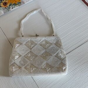 Walborg White Beaded Clutch